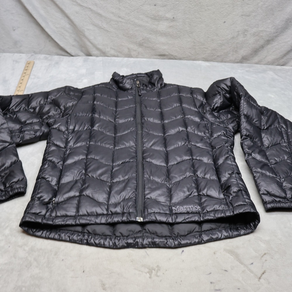 Marmot Down Jacket Womens Large BLK Insulated 800 Fill Light Pack Quilted Puffer